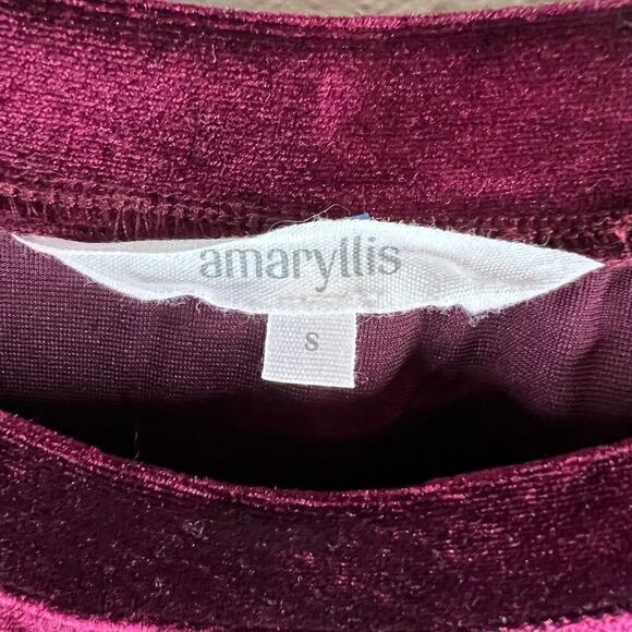 Amaryllis Velvet Rouge Ruched Shoulder Top Wine Burgundy Maroon Red Size S - Picture 3 of 7